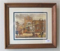 Framed Antique Print, Mail Changing Horses
