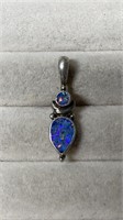 Vintage Sterling Silver Opal Pendant Marked Nepal