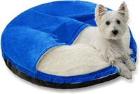 Patas Lague Round Calming Dog Bed, Royal Blue