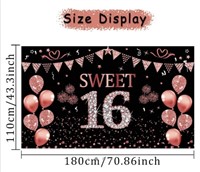 New (Size 43"x70") Sweet 16 Birthday Decorations