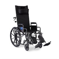 Medline Reclining Wheelchair  16x18 Seat  Black