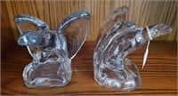 Pair Of LE Smith Eagle Glass Figurines 5 1/2" T