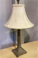 Brass Table Lamp with Finial and a cream Lamp