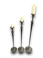 3 HEAVY TALL CANDLESTICK CANDLE HOLDERS