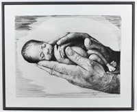 The Newborn Black and White Print by Mendiola