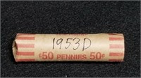 Roll of 1953 D  Wheat Pennies