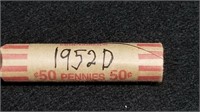 Roll of 1952 D Wheat Pennies