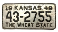 1949 Kansas License Plate