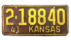 1941 Kansas License Plate