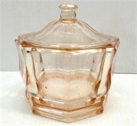 Pink Depression Glass Covered Candy Dish 5"T