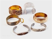 Vintage Bracelets: Cuff, Clamper, Brass, Pewter