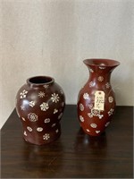 2pc Mother of Pearl Inlaid Vases