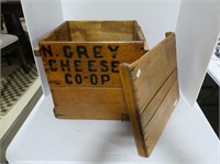ANTIQUE N. GREY CHEESE CO-OP WOODEN CRATE