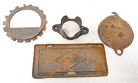 lot of 4 Wood toolbox lid, Allis Chalmers plate se