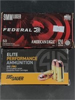 Two 50 round boxes of 9mm cartridges 115 grain and