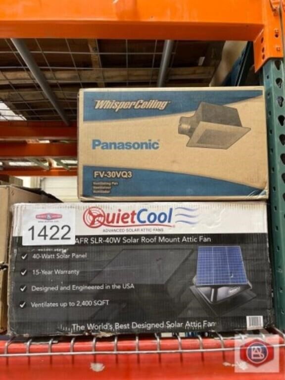 2 pcs; mix advance solar attic fan, and Panasonic