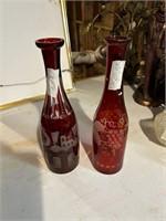 2- Bohemian glass bottles