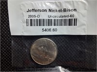2005 D Uncirculated Jefferson Nickel-Bison Coin