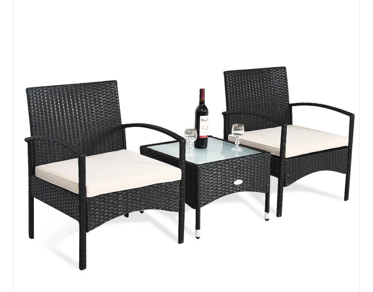 Msrp$300 3 PCS Patio Wicker Rattan Furniture