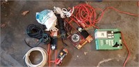 large lot of extension cords and electrical cords