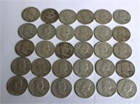 1960's Franklin Silver Half Dollars 30 Coins