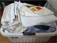 Laundry Basket of Assorted Linens