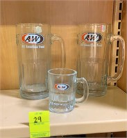 A&W Root Beer Mugs with Small Mug