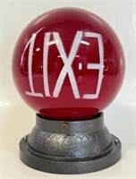 DESIRABLE ART DECO CAST EXIT LIGHT W RED SHADE