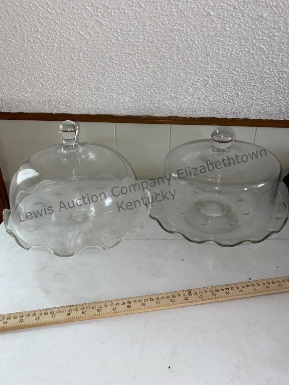 2 glass domed cake stands, note the domes may be