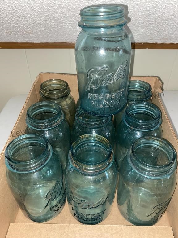 Box of blue ball perfect mason jars