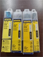 4 IRWIN Assorted Silver & Deming Drill Bits.