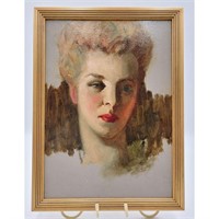 EDWARD LEONARD (1901-1968) O/B PORTRAIT PAINTING