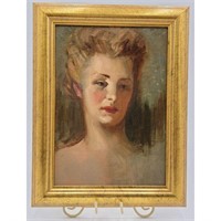 EDWARD LEONARD (1901-1968) O/B PORTRAIT PAINTING