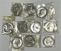 1939 Jefferson Nickel Lot of 10 Uncirculated UNC