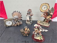 Vintage Native American Table Decor/Clock Lot of 5