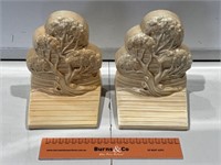 Pair CARLTON WARE Ceramic Bookends “Oak Tree” -