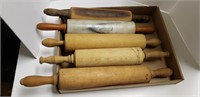 Flat of Vtg Wood & Marble Pastry Rollers
