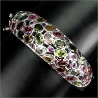 Natural  Tourmaline Peridot Rhodolite Garnet Bangl