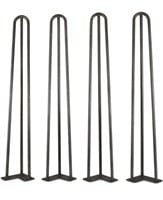 MCM Satin Black Hairpin Table Legs set of 4