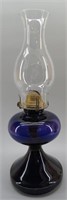 Antique Queen Anne Deep Amethyst Purple Oil Lamp