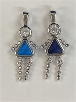(2) 925 Sterling Silver Girl Birthstone pendants