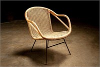 Vintage Arthur Umanoff Rattan Bucket Chair