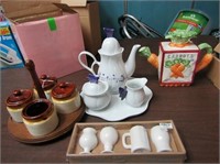 New tea set, tea pot, and more.