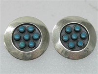 Vtg Sterling Silver & Turquoise SW Earrings