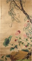 Cao Zhenxiu 1762-1822 Chinese Watercolour Heron