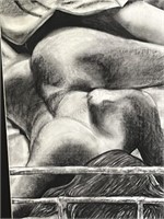 LOCAL ARTIST CHARCOAL NUDE FRAMED