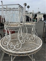 White Mesh Iron Patio Table & 4 Chairs