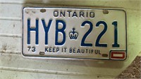 1973 ONTARIO LICENCE PLATE