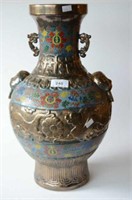 Chinese vase, polychrome glazed floral decoration,