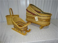 Basket Weavings-Doll Cradle, Sleigh, etc.
